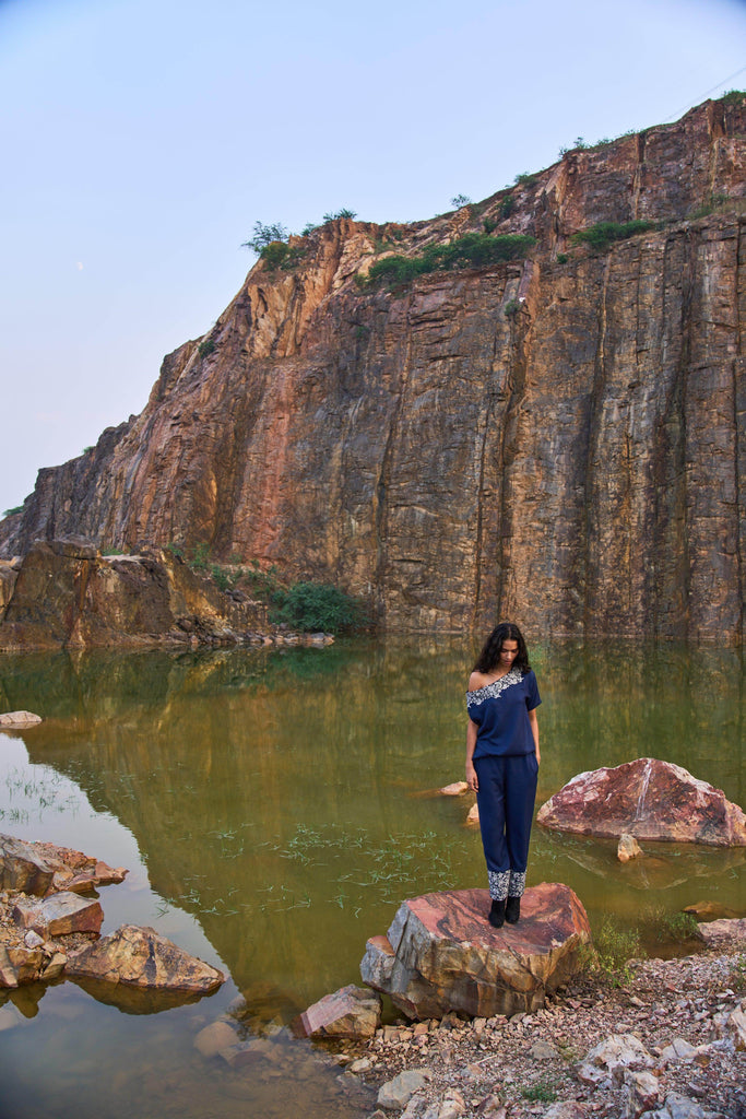 EXPOSED SHOULDER EMBROIDERED TOP - dash and dot dash and dot