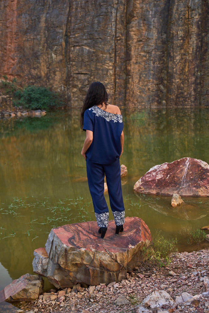 EXPOSED SHOULDER EMBROIDERED TOP - dash and dot dash and dot