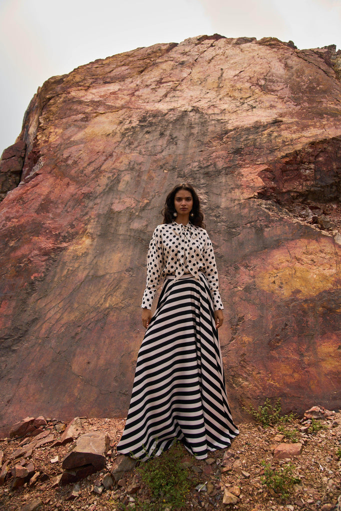 STRIPED MAXI SKIRT - dash and dot dash and dot