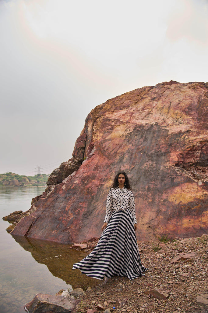 STRIPED MAXI SKIRT - dash and dot dash and dot