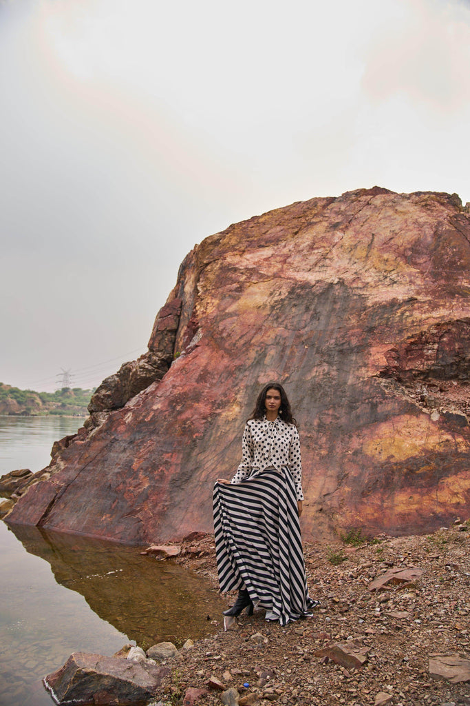 STRIPED MAXI SKIRT - dash and dot dash and dot