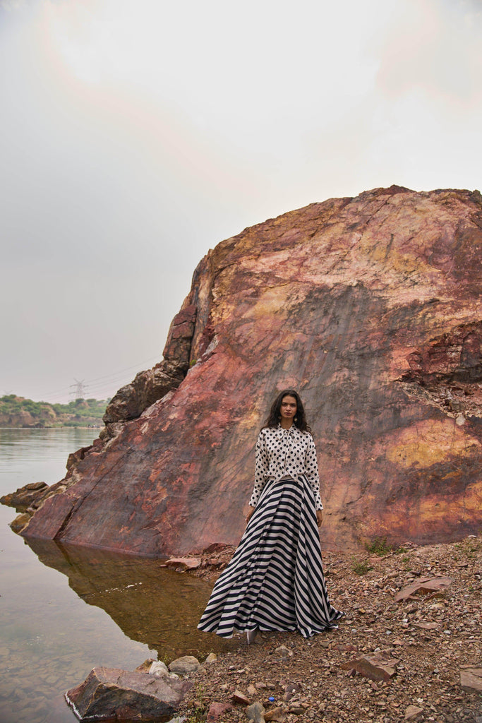 STRIPED MAXI SKIRT - dash and dot dash and dot