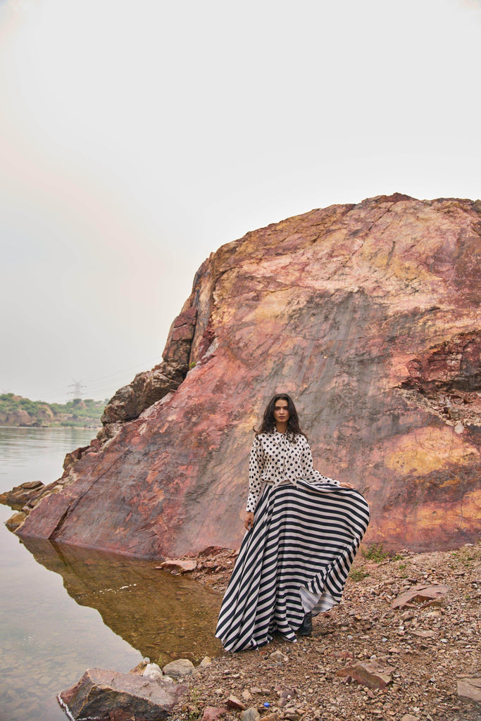 STRIPED MAXI SKIRT - dash and dot dash and dot