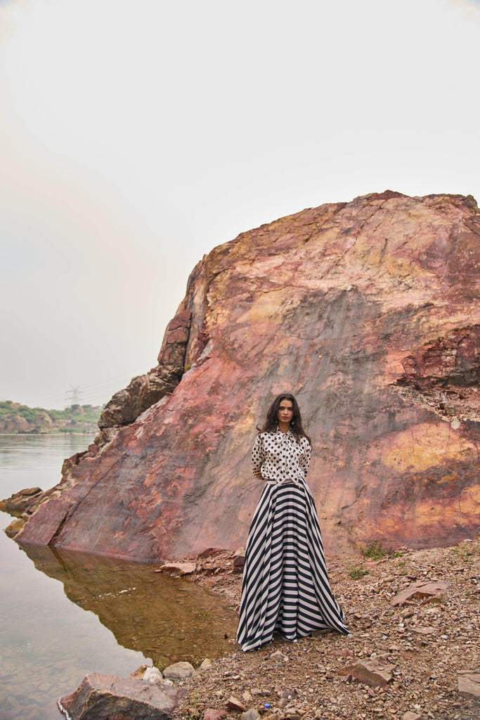 STRIPED MAXI SKIRT - dash and dot dash and dot