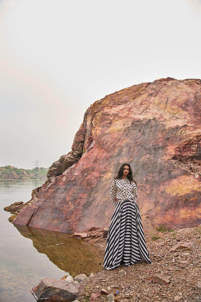 STRIPED MAXI SKIRT - dash and dot dash and dot