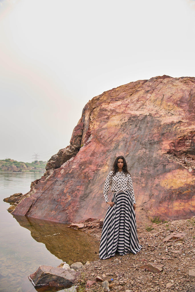 STRIPED MAXI SKIRT - dash and dot dash and dot