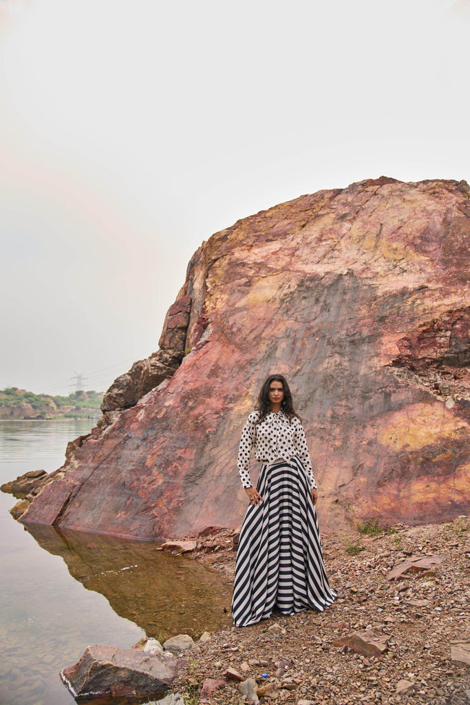 STRIPED MAXI SKIRT - dash and dot dash and dot