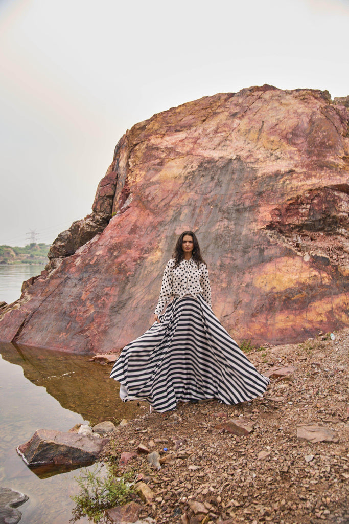STRIPED MAXI SKIRT - dash and dot dash and dot