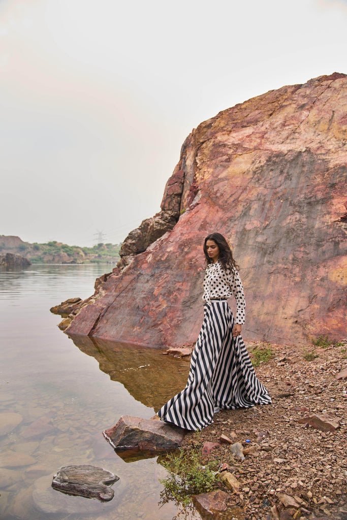 STRIPED MAXI SKIRT - dash and dot dash and dot