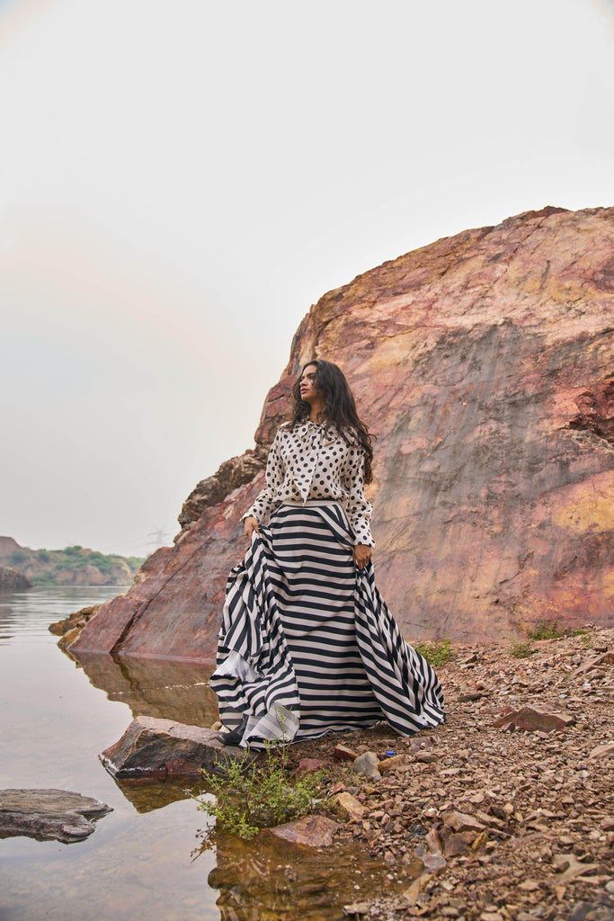 STRIPED MAXI SKIRT - dash and dot dash and dot