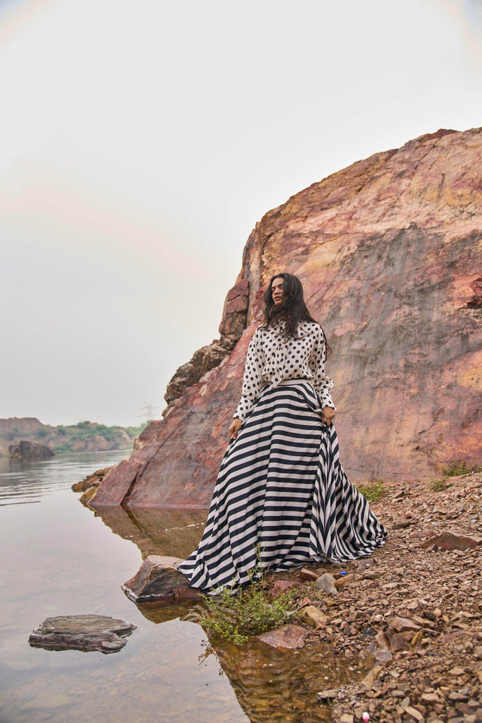 STRIPED MAXI SKIRT - dash and dot dash and dot