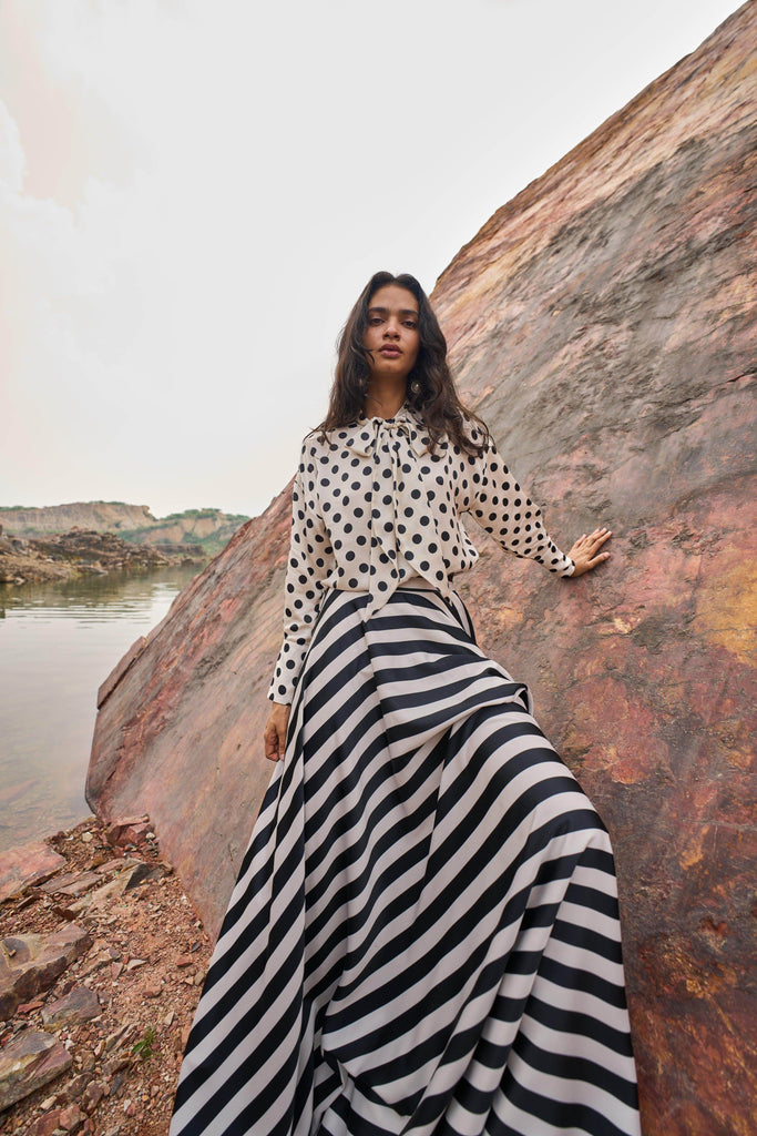 STRIPED MAXI SKIRT - dash and dot dash and dot