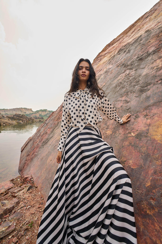 STRIPED MAXI SKIRT - dash and dot dash and dot