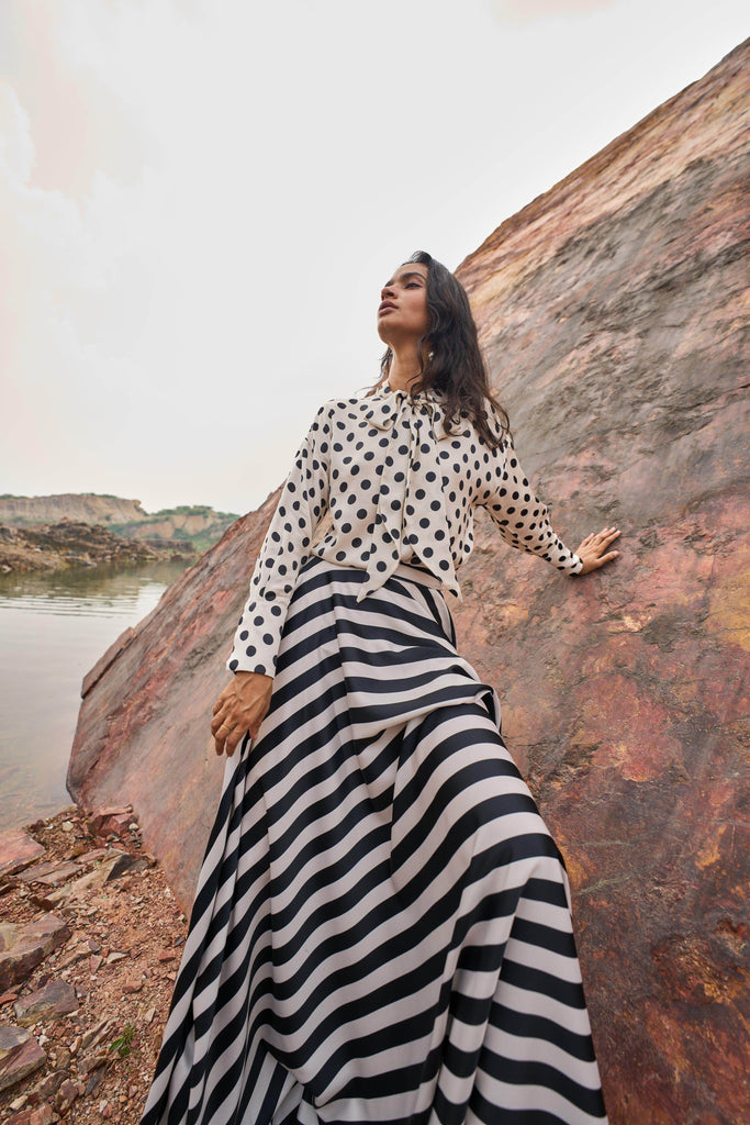 STRIPED MAXI SKIRT - dash and dot dash and dot