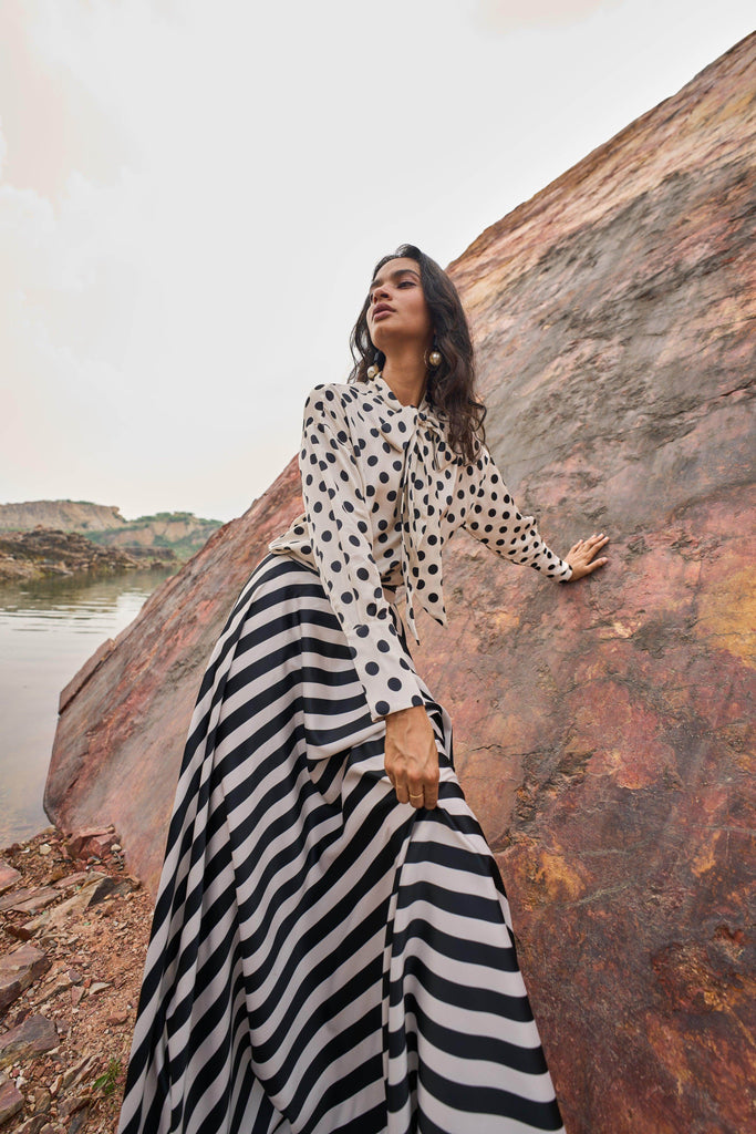 STRIPED MAXI SKIRT - dash and dot dash and dot