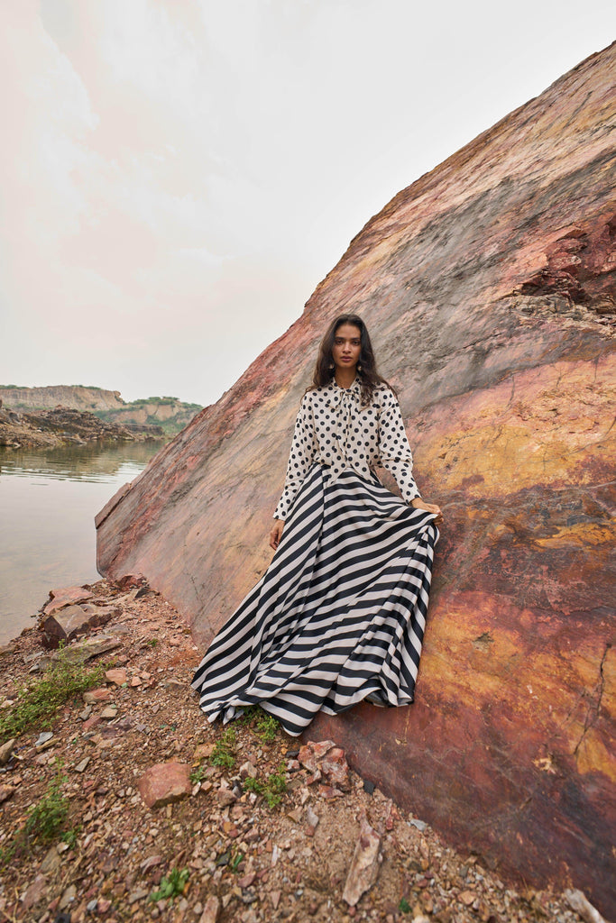 STRIPED MAXI SKIRT - dash and dot dash and dot