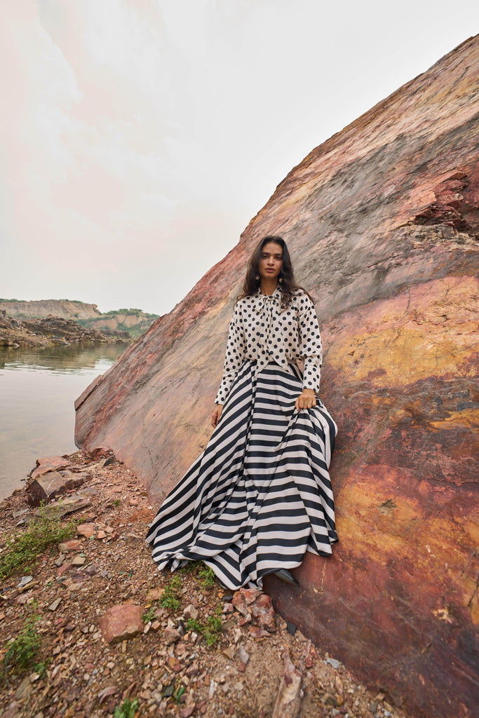 STRIPED MAXI SKIRT - dash and dot dash and dot