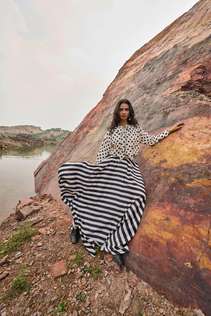 STRIPED MAXI SKIRT - dash and dot dash and dot