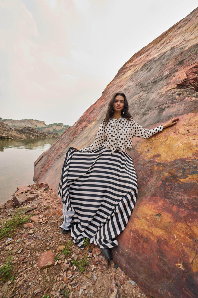 STRIPED MAXI SKIRT - dash and dot dash and dot