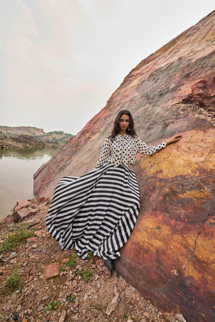 STRIPED MAXI SKIRT - dash and dot dash and dot