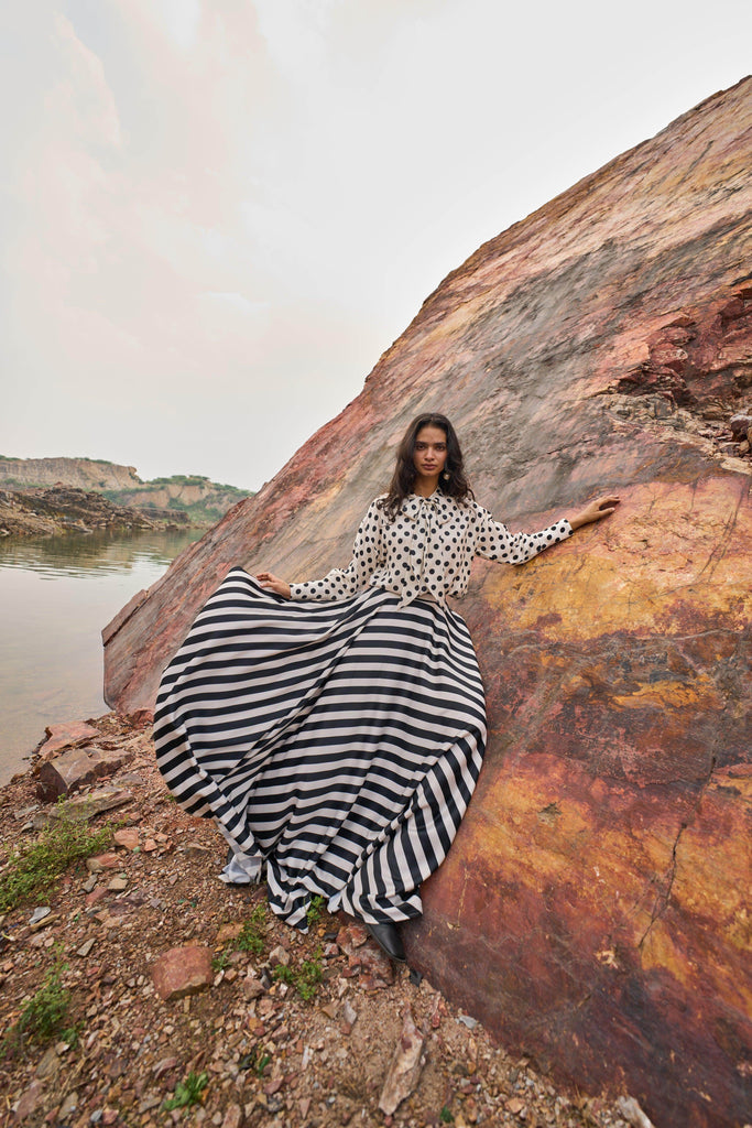 STRIPED MAXI SKIRT - dash and dot dash and dot