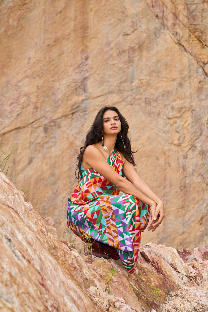 MULTICOLOUR MOTIF PRINTED DRESS - dash and dot dash and dot