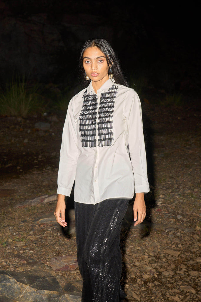 PIPE BEAD FRINGE SHIRT - dash and dot dash and dot