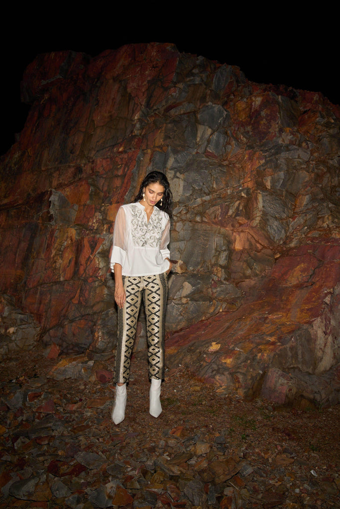 EMBROIDERED BIB BLOUSE - dash and dot dash and dot