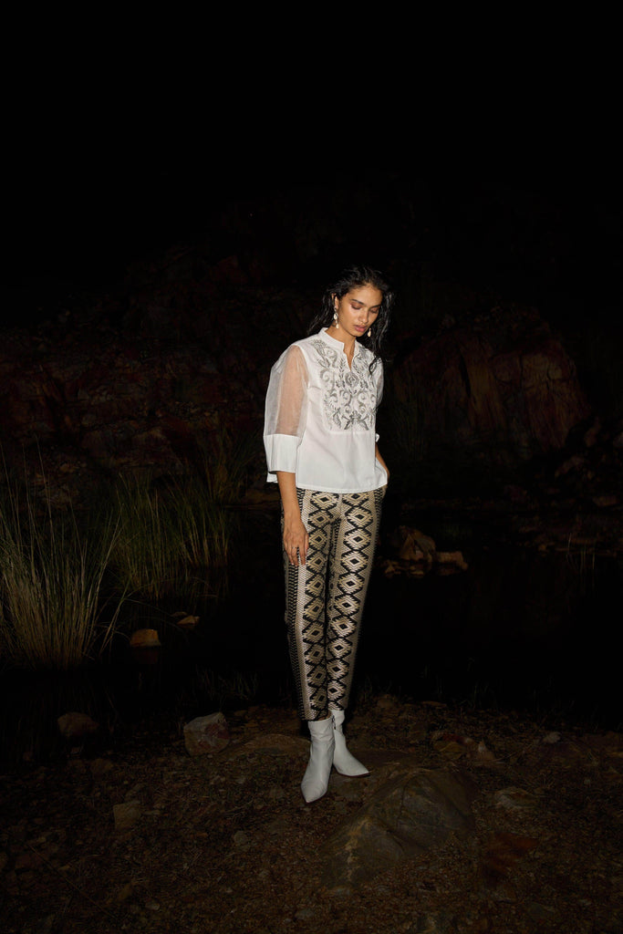 EMBROIDERED BIB BLOUSE - dash and dot dash and dot