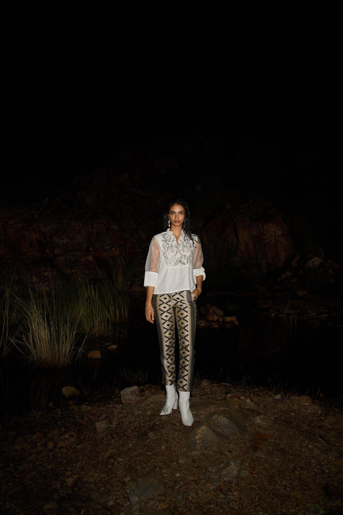 EMBROIDERED BIB BLOUSE - dash and dot dash and dot