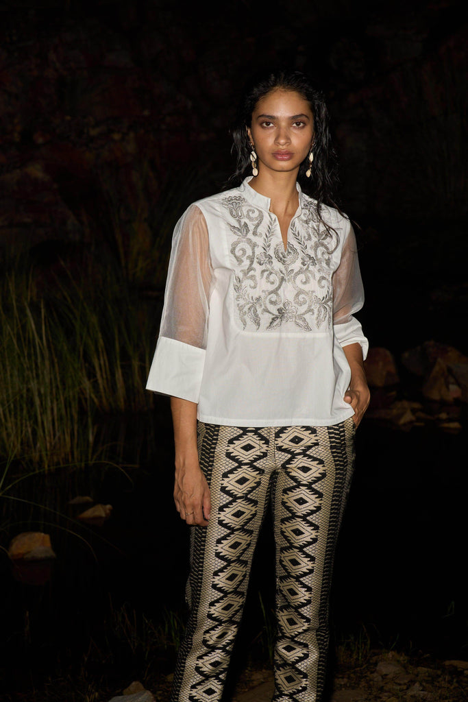 EMBROIDERED BIB BLOUSE - dash and dot dash and dot