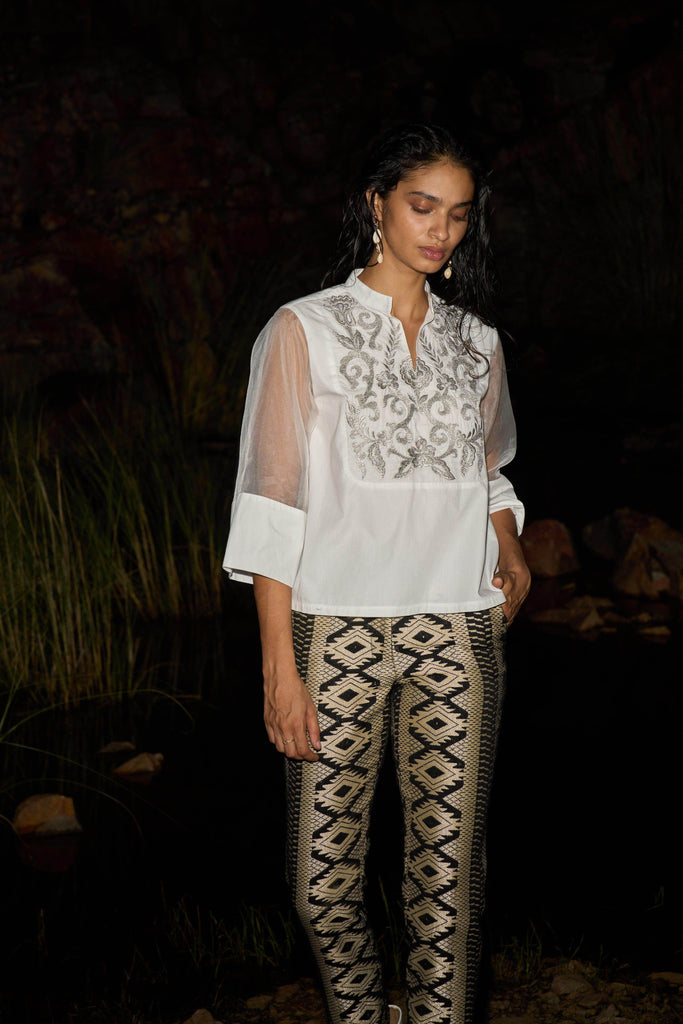 EMBROIDERED BIB BLOUSE - dash and dot dash and dot