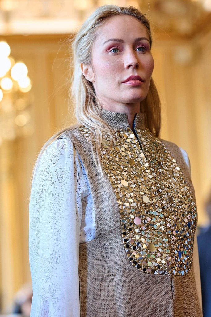 SLEEVELESS JUTE JACKET - dash and dot dash and dot