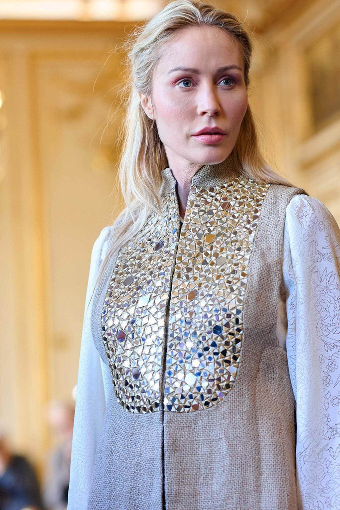 SLEEVELESS JUTE JACKET - dash and dot dash and dot