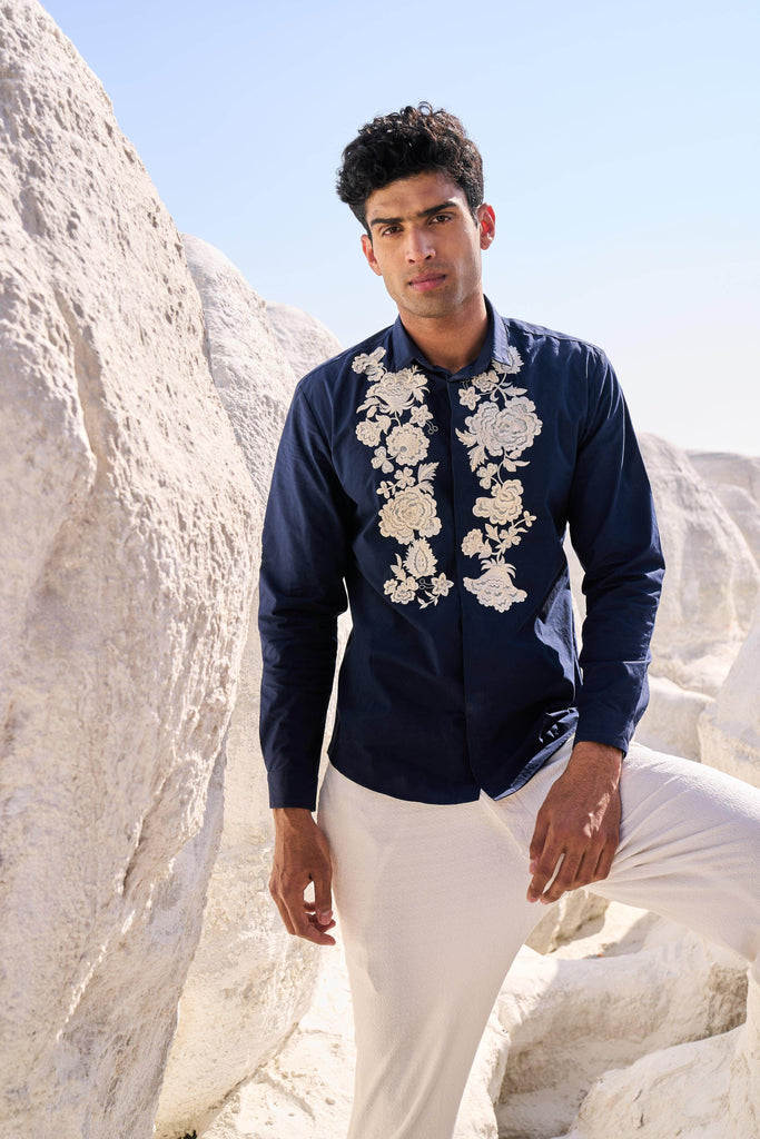 EMBROIDERED BLUE SHIRT - dash and dot dash and dot