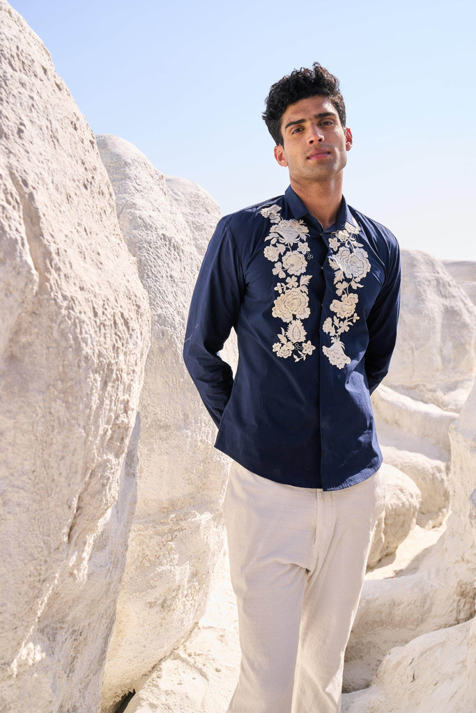 EMBROIDERED BLUE SHIRT - dash and dot dash and dot