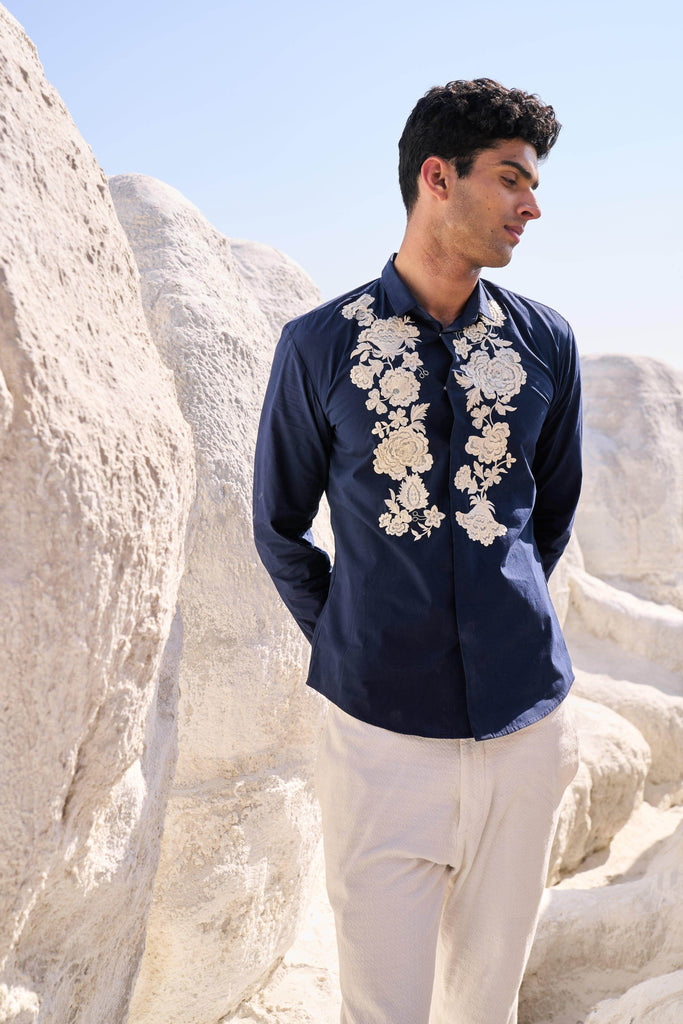 EMBROIDERED BLUE SHIRT - dash and dot dash and dot