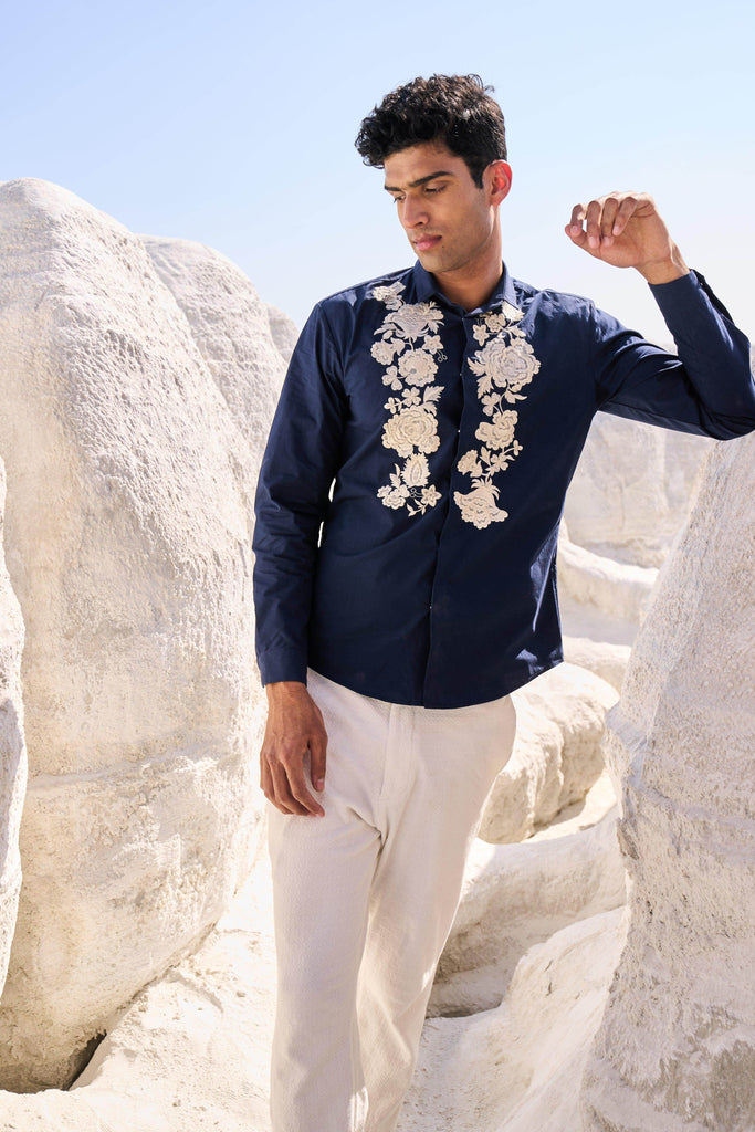 EMBROIDERED BLUE SHIRT - dash and dot dash and dot