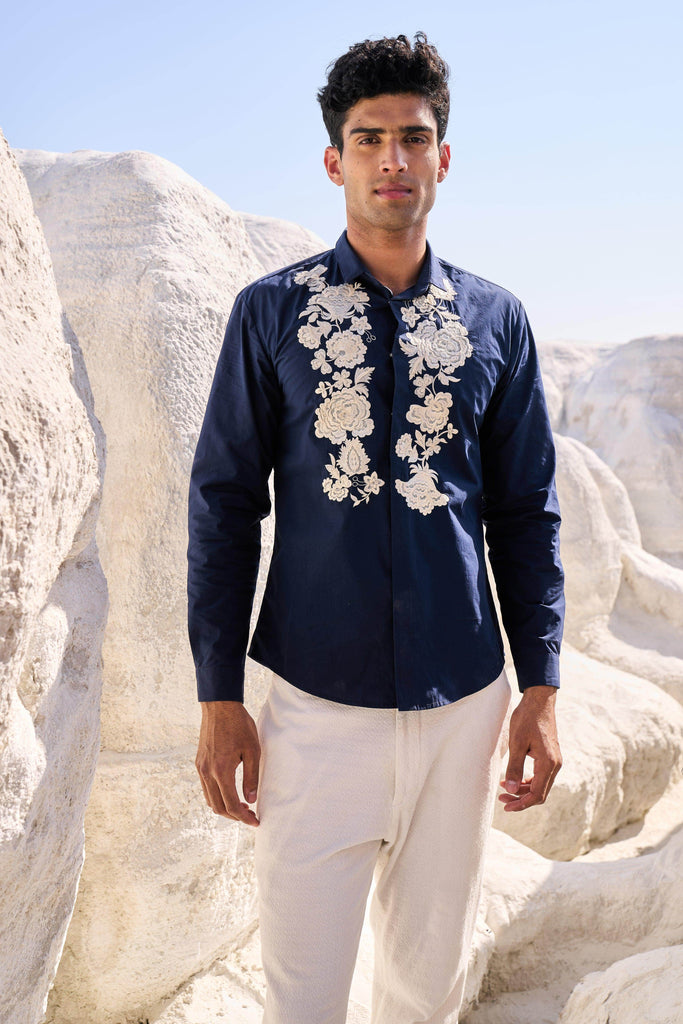 EMBROIDERED BLUE SHIRT - dash and dot dash and dot