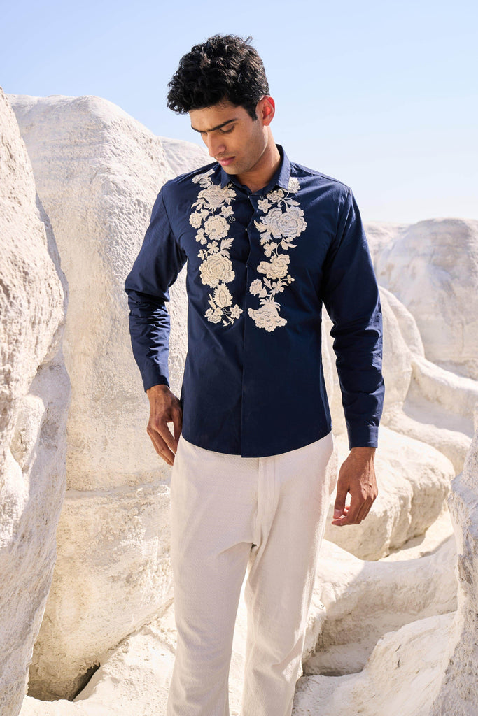 EMBROIDERED BLUE SHIRT - dash and dot dash and dot