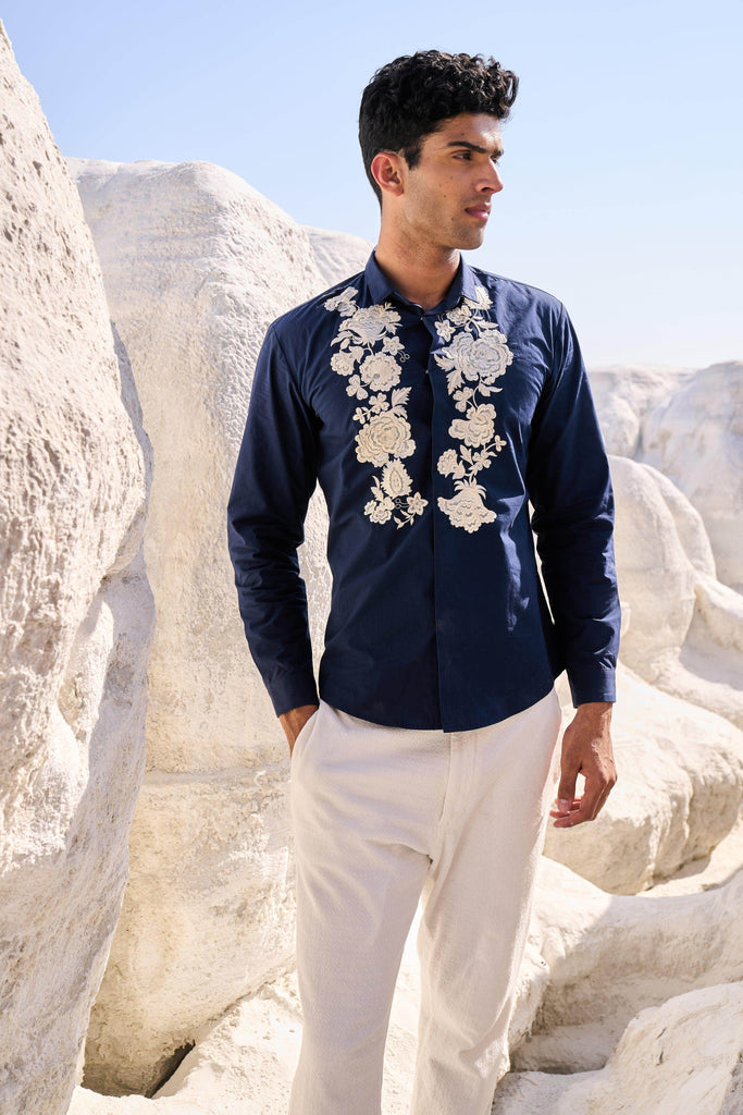 EMBROIDERED BLUE SHIRT - dash and dot dash and dot