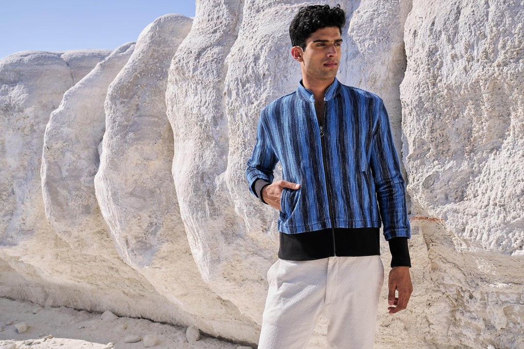 KNIT STRIPE BOMBER JACKET - dash and dot dash and dot