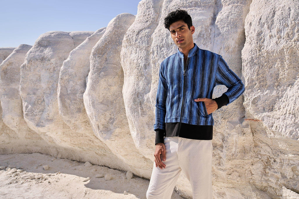 KNIT STRIPE BOMBER JACKET - dash and dot dash and dot