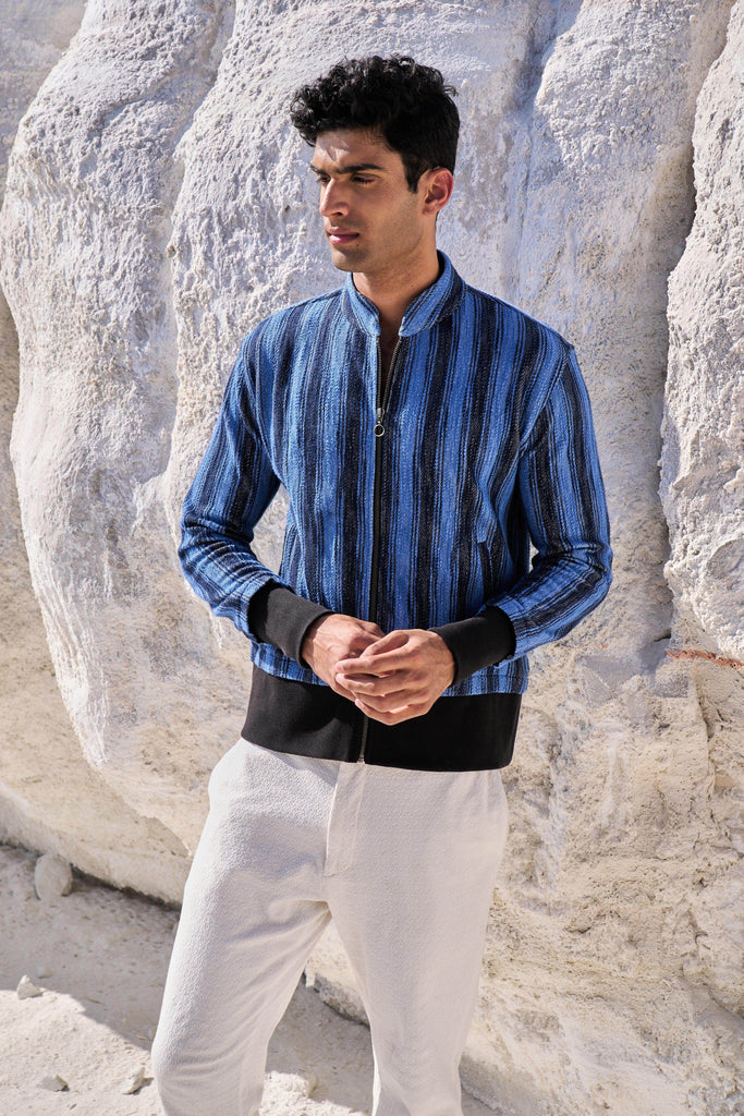 KNIT STRIPE BOMBER JACKET - dash and dot dash and dot