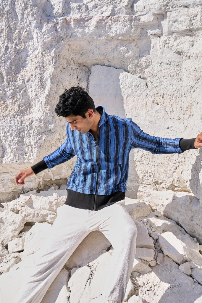 KNIT STRIPE BOMBER JACKET - dash and dot dash and dot