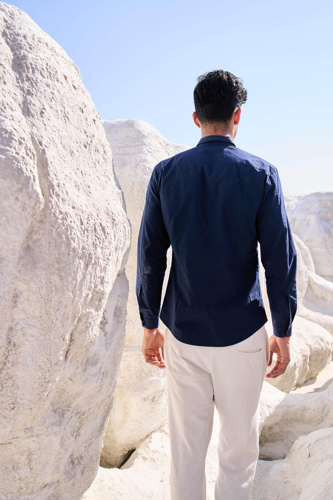 EMBROIDERED BLUE SHIRT - dash and dot dash and dot