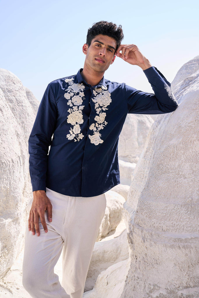 EMBROIDERED BLUE SHIRT - dash and dot dash and dot