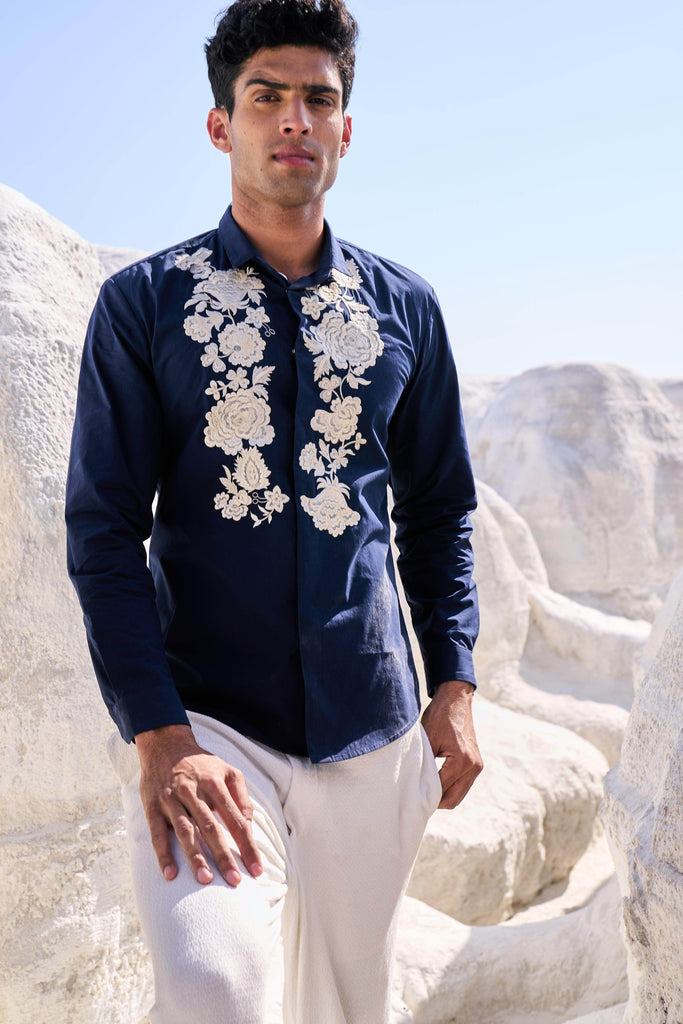 EMBROIDERED BLUE SHIRT - dash and dot dash and dot