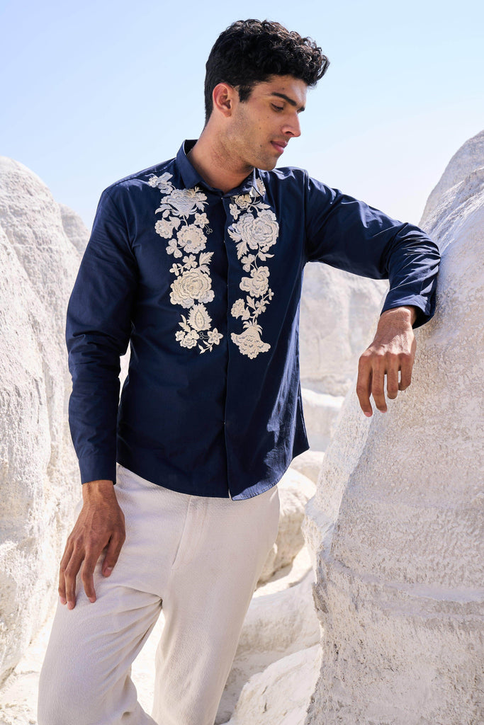 EMBROIDERED BLUE SHIRT - dash and dot dash and dot