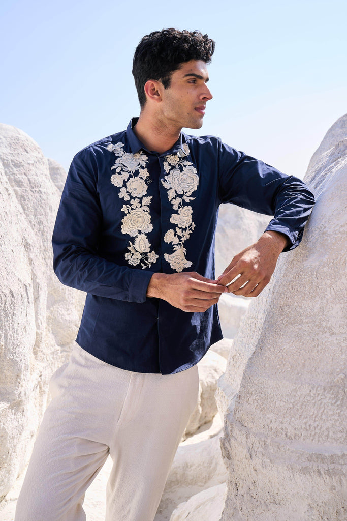 EMBROIDERED BLUE SHIRT - dash and dot dash and dot